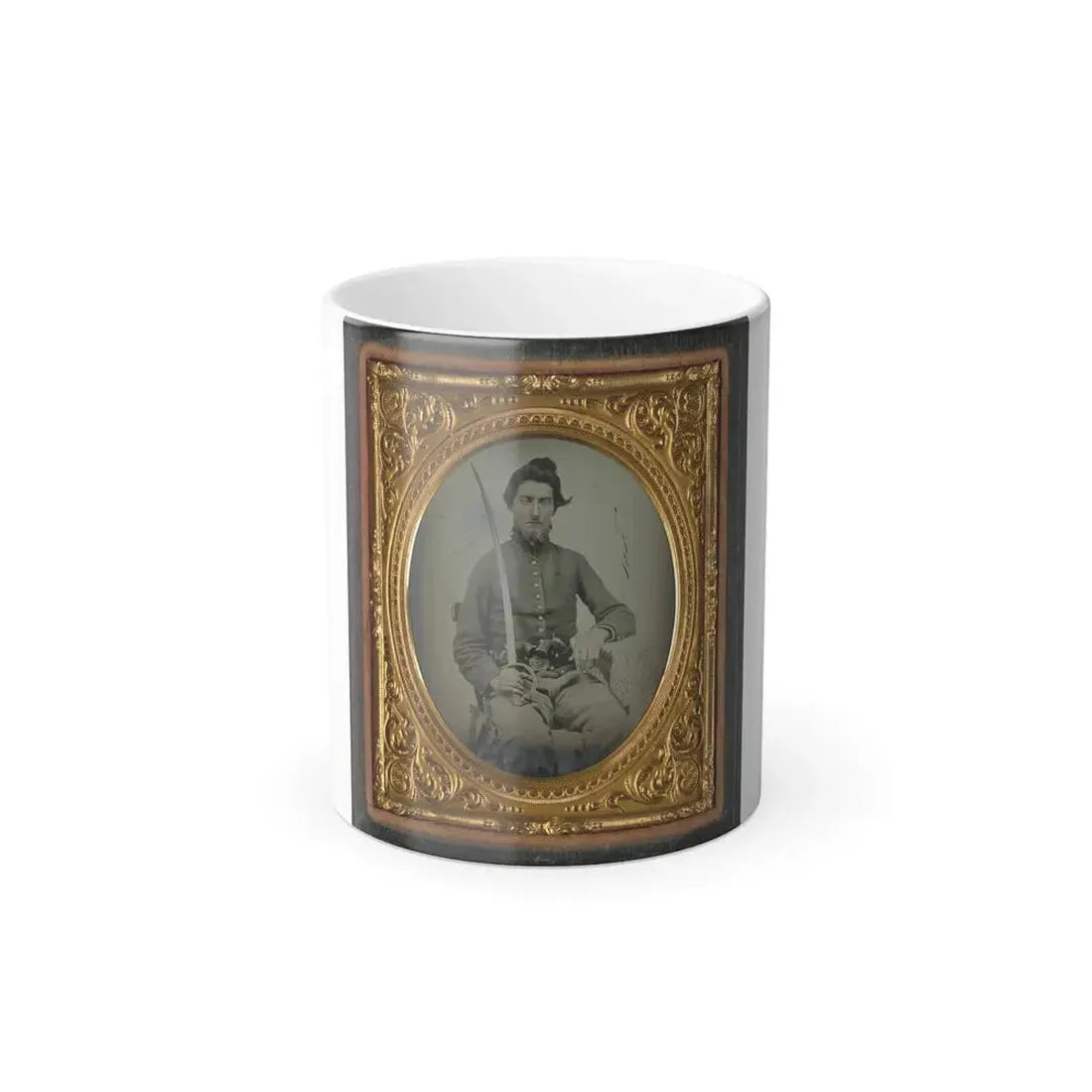Felix Thompson of Company H, 1St Missouri Cavalry Regiment With Pistols and Sabre (U.S. Civil War) Color Changing Coffee Mug 11oz Default Title 11oz - Go Mug Yourself