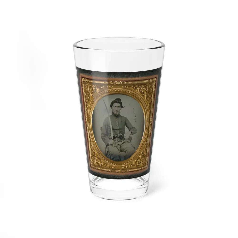 Felix Thompson Of Company H, 1st Missouri Cavalry Regiment With Pistols And Sabre (U.S. Civil War) Pint Glass 16oz 16oz - Go Mug Yourself