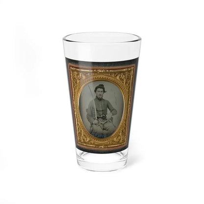 Felix Thompson Of Company H, 1st Missouri Cavalry Regiment With Pistols And Sabre (U.S. Civil War) Pint Glass 16oz 16oz - Go Mug Yourself