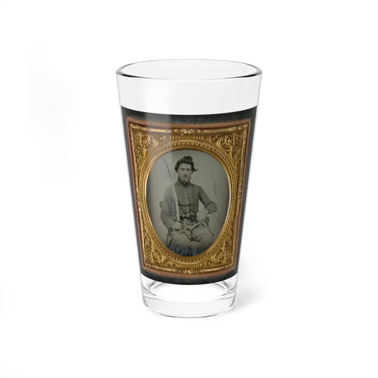 Felix Thompson Of Company H, 1st Missouri Cavalry Regiment With Pistols And Sabre (U.S. Civil War) Pint Glass 16oz 16oz - Go Mug Yourself