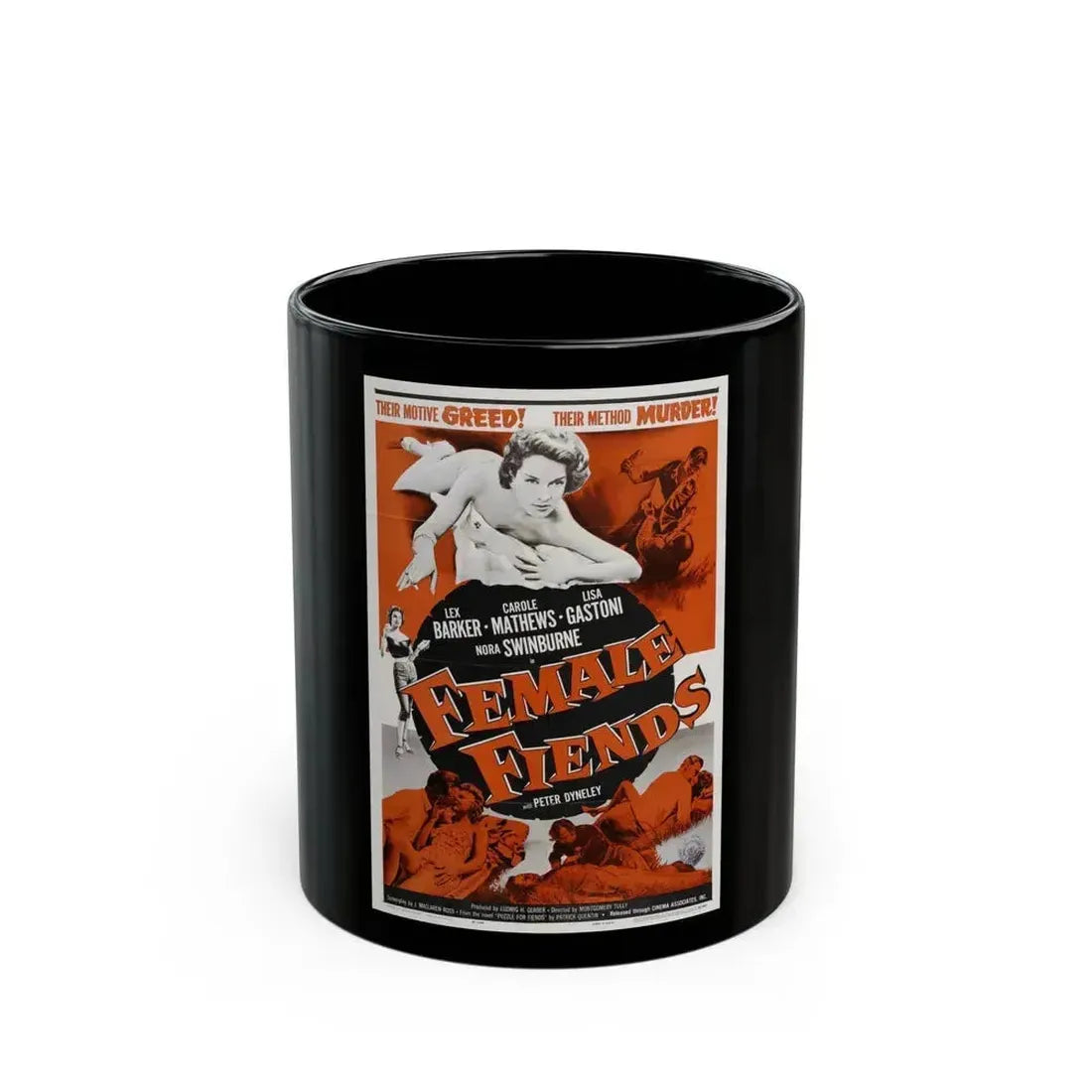 FEMALE FIENDS 1958 Movie Poster - Black Coffee Mug 11oz - Go Mug Yourself