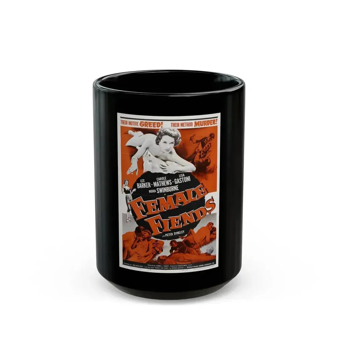 FEMALE FIENDS 1958 Movie Poster - Black Coffee Mug 15oz - Go Mug Yourself