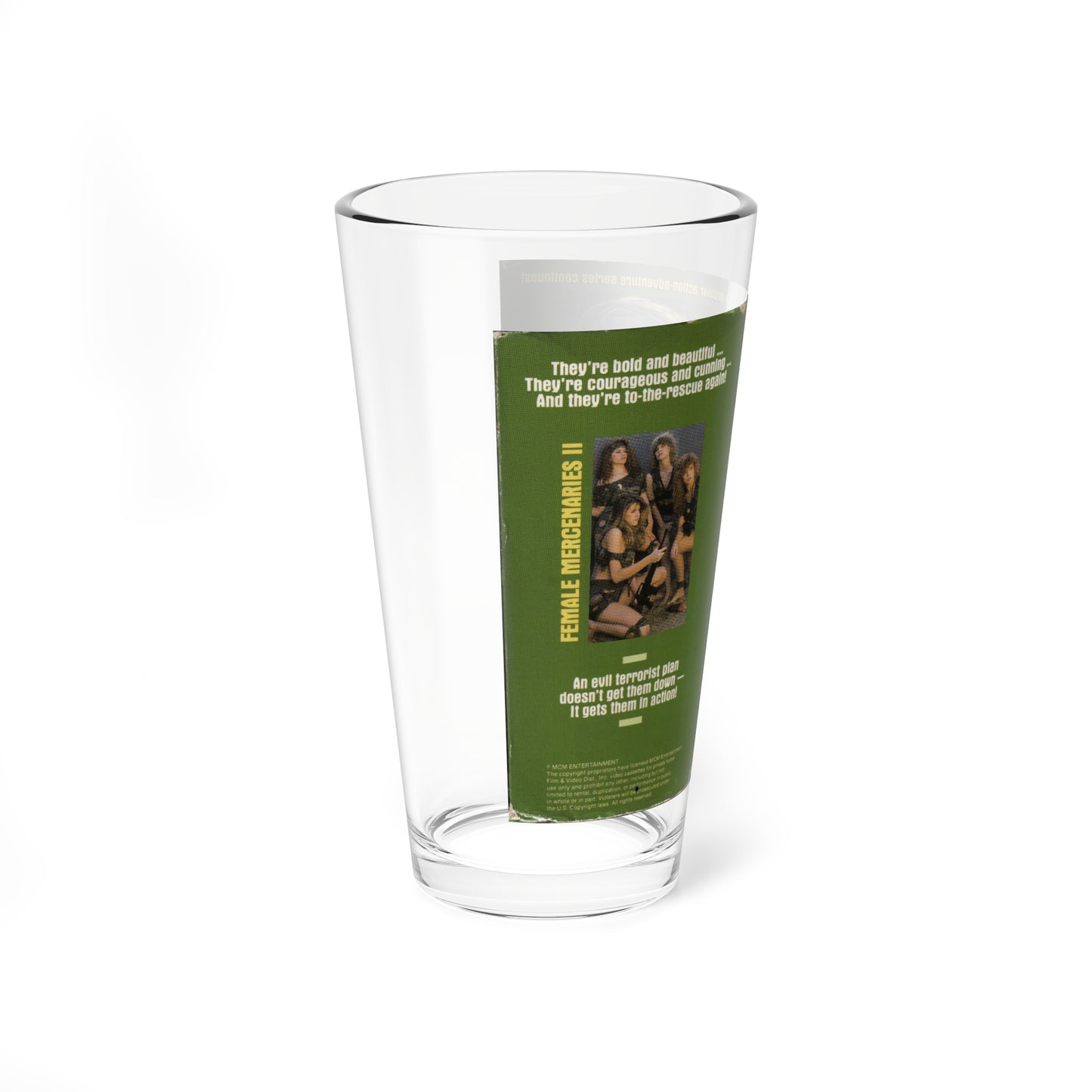 FEMALE MERCENARIES 2 (VHS COVER) Pint Glass 16oz-Go Mug Yourself