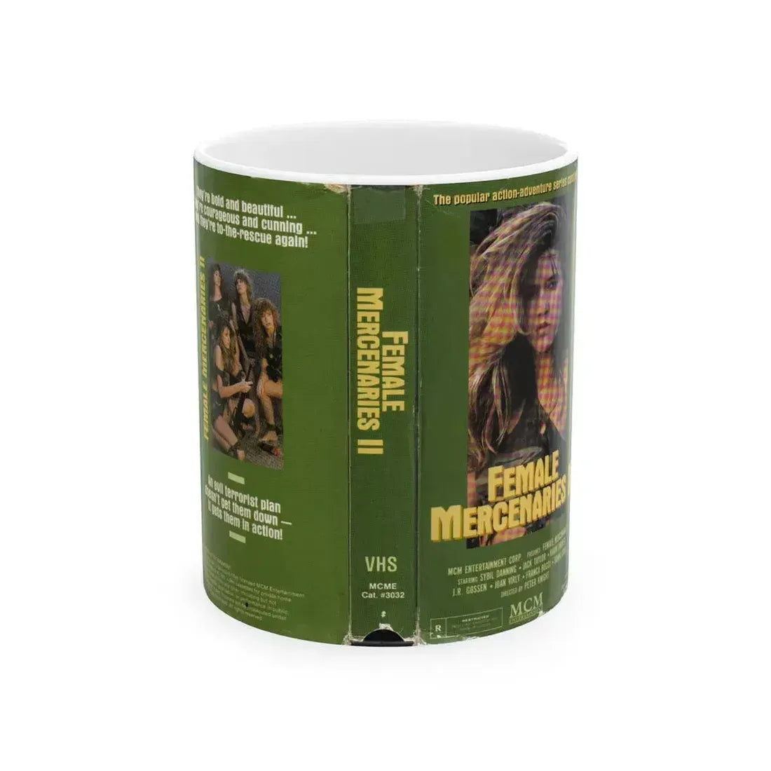 FEMALE MERCENARIES 2 (VHS COVER) - White Coffee Mug 11oz - Go Mug Yourself