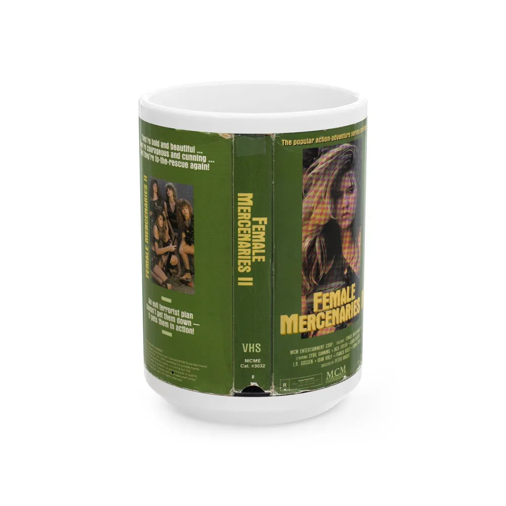 FEMALE MERCENARIES 2 (VHS COVER) - White Coffee Mug-15oz-Go Mug Yourself