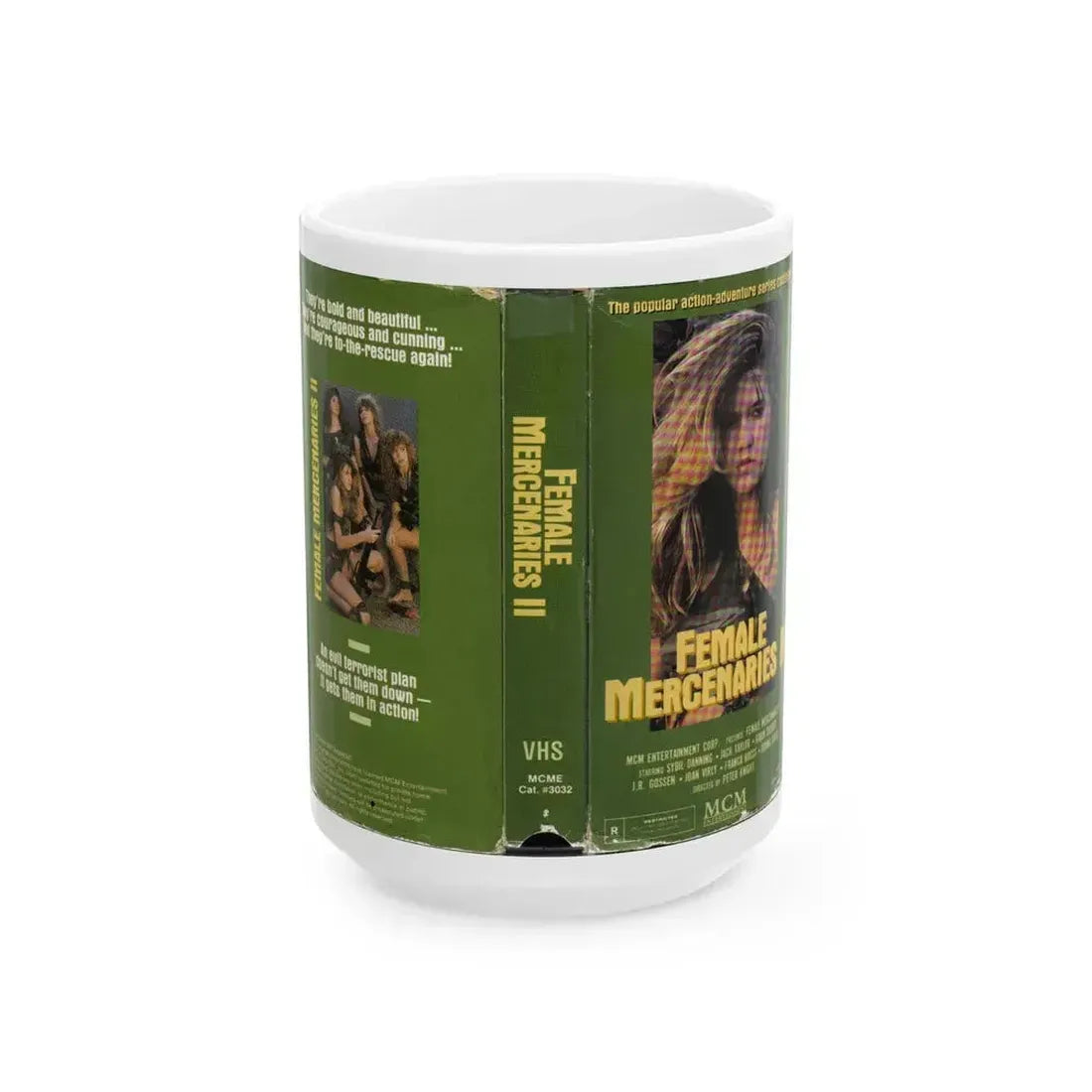 FEMALE MERCENARIES 2 (VHS COVER) - White Coffee Mug 15oz - Go Mug Yourself