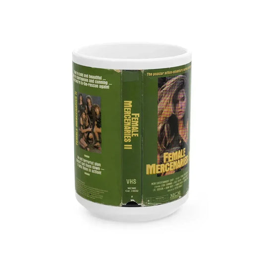 FEMALE MERCENARIES 2 (VHS COVER) - White Coffee Mug 15oz - Go Mug Yourself