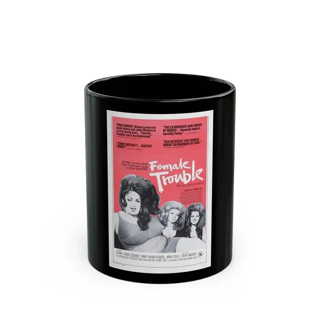 FEMALE TROUBLE (2) 1974 Movie Poster - Black Coffee Mug 11oz - Go Mug Yourself
