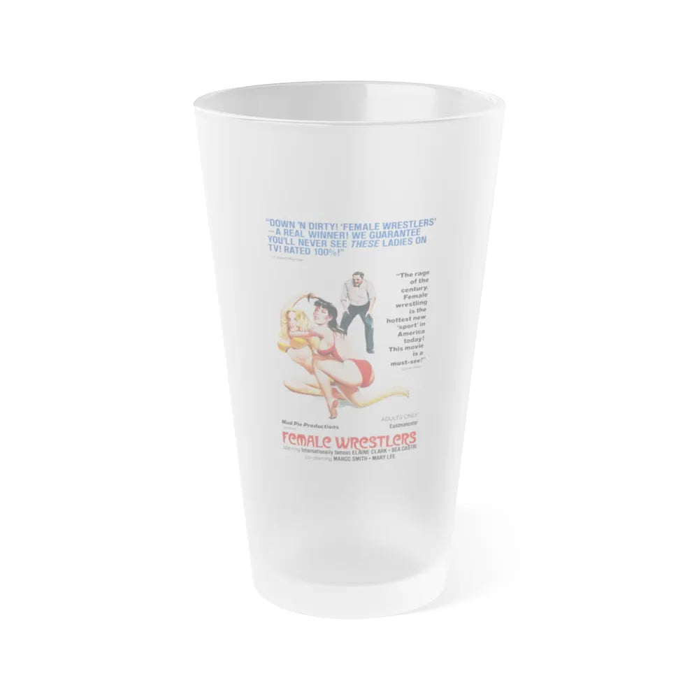 FEMALE WRESTLERS 1980 Movie Poster - Frosted Pint Glass 16oz-16oz-Frosted-Go Mug Yourself