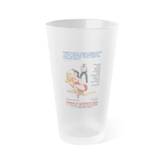 FEMALE WRESTLERS 1980 Movie Poster - Frosted Pint Glass 16oz-16oz-Frosted-Go Mug Yourself