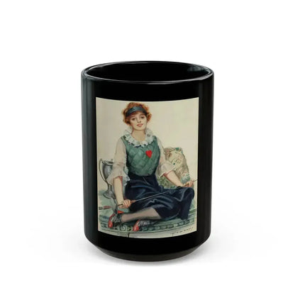 Fencing, American Art Works calendar illustration, 1917 - Black Coffee Mug 15oz - Go Mug Yourself