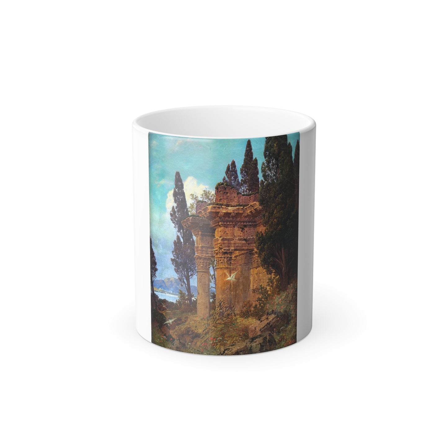Ferdinand Knab (1834-1902) Seenlandschaft mit Tempelruine- Oil on Canvas 1898 - Color Changing Mug 11oz-11oz-Go Mug Yourself