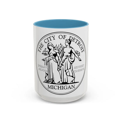 Seal of Detroit - Accent Coffee Mug-15oz-Light Blue-Go Mug Yourself