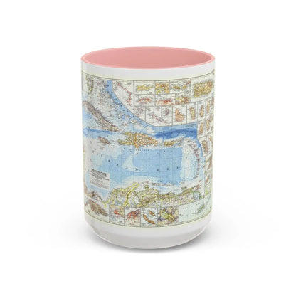 West Indies (1954) (Map) Accent Coffee Mug-15oz-Pink-Go Mug Yourself