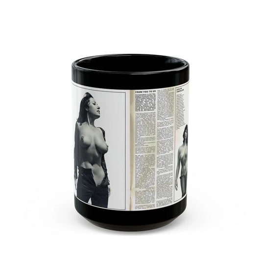 June Palmer #139 - Topless Magazine Spread (Vintage Female Icon) Black Coffee Mug-15oz-Go Mug Yourself