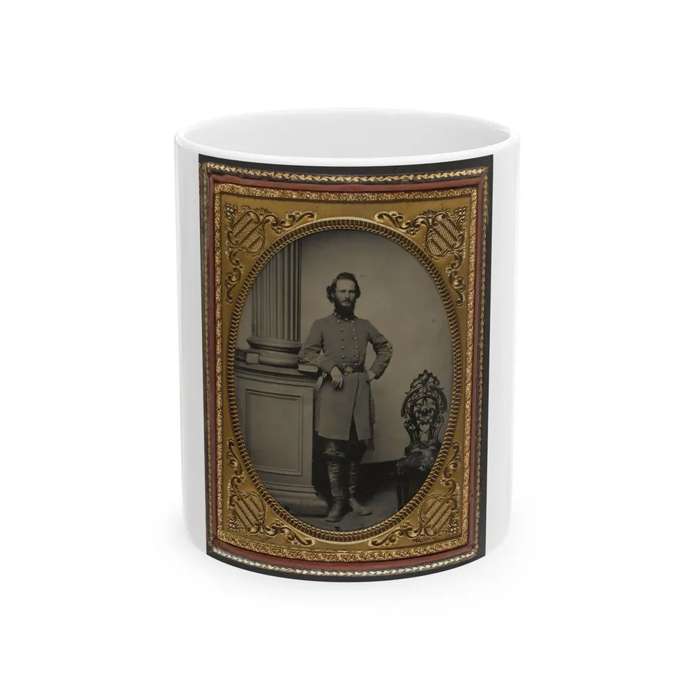 Colonel Felix L. Price Of Co. I, 14th Georgia Infantry Regiment, In Uniform And Cs Buckle With Books (U.S. Civil War) White Coffee Mug-11oz-Go Mug Yourself