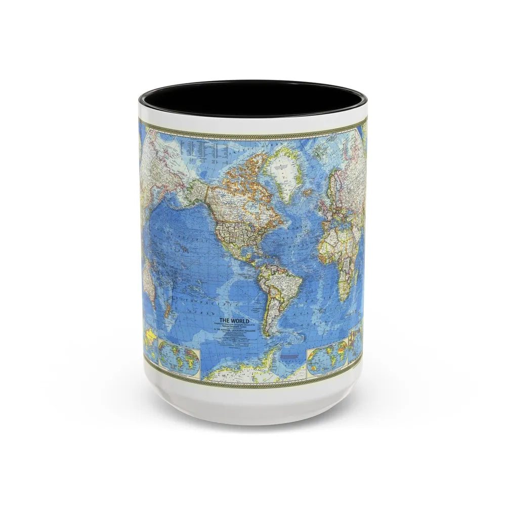 World Map (1970) (Map) Accent Coffee Mug-15oz-Black-Go Mug Yourself