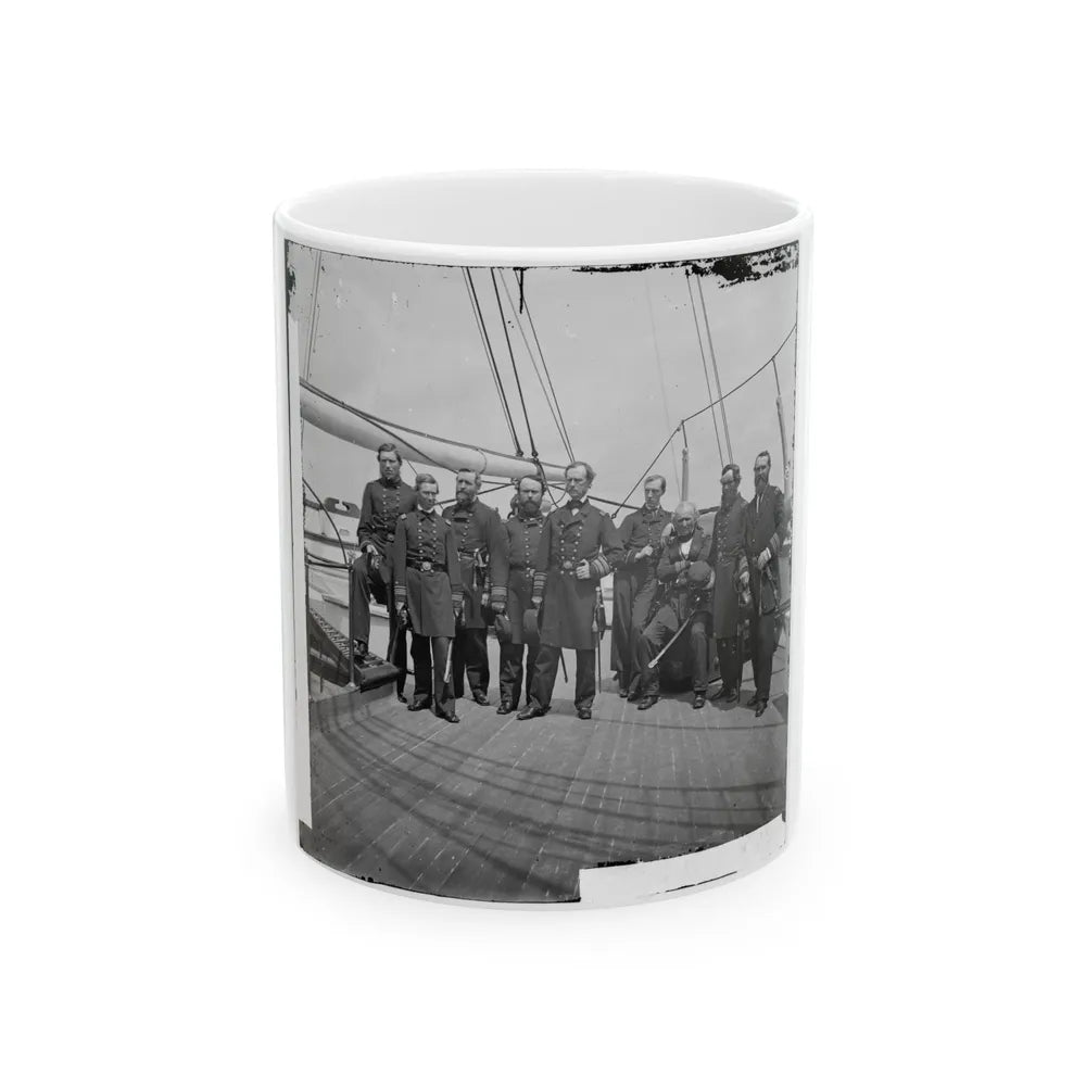 Charleston Harbor, S.C. Rear Admiral John A. Dahlgren (Fifth From Left) And Staff Aboard U.S.S. Pawnee (U.S. Civil War) White Coffee Mug-11oz-Go Mug Yourself