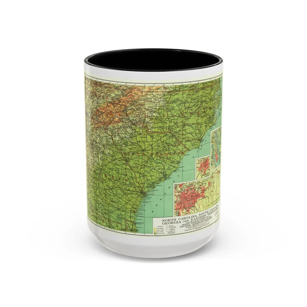 USA - Southeastern (1926) (Map) Accent Coffee Mug-15oz-Black-Go Mug Yourself