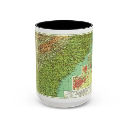 USA - Southeastern (1926) (Map) Accent Coffee Mug-15oz-Black-Go Mug Yourself