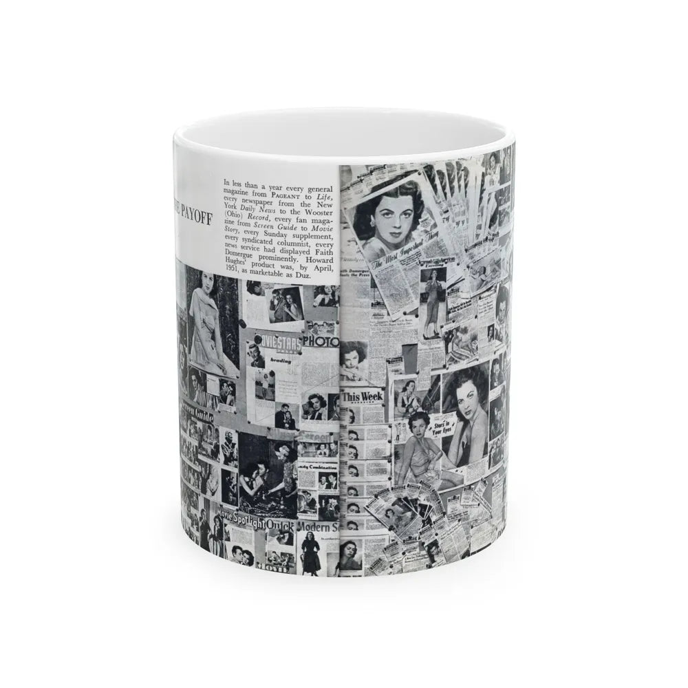 Faith Domergue #233 - [Pages 70 & 71] Pages 13 & 14 of 14+Compilation Tons of Mag. Covers & More from Pageant Digest Mag. April '51 (Vintage Female Icon) White Coffee Mug-11oz-Go Mug Yourself