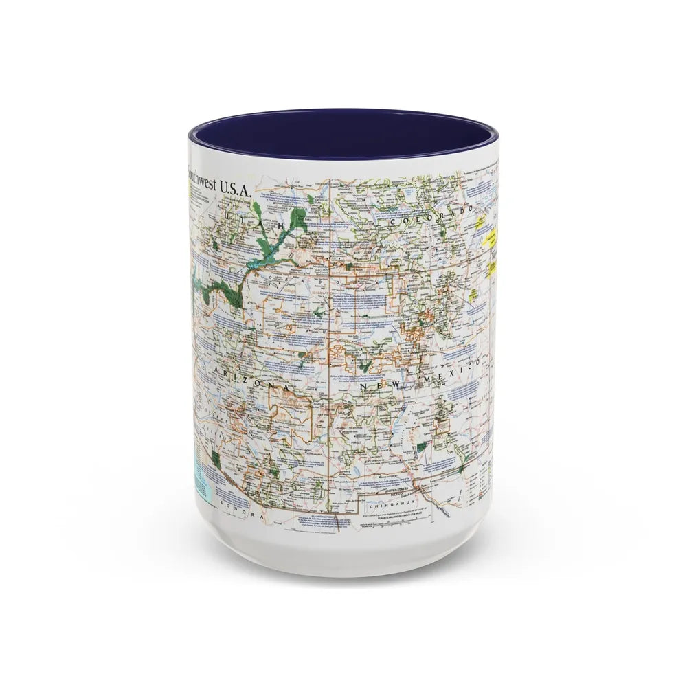 USA - Southwest (1992) (Map) Accent Coffee Mug-15oz-Navy-Go Mug Yourself