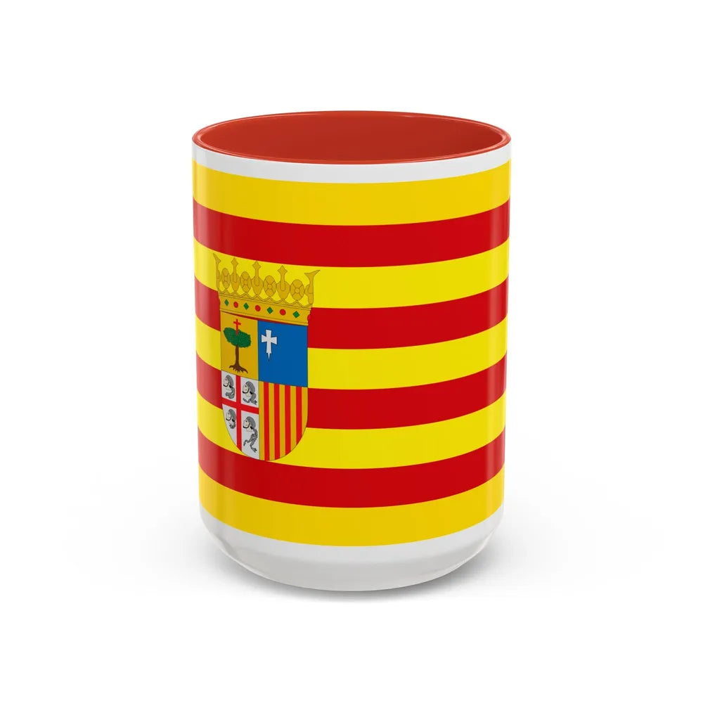 Flag of Aragon Spain - Accent Coffee Mug-15oz-Red-Go Mug Yourself