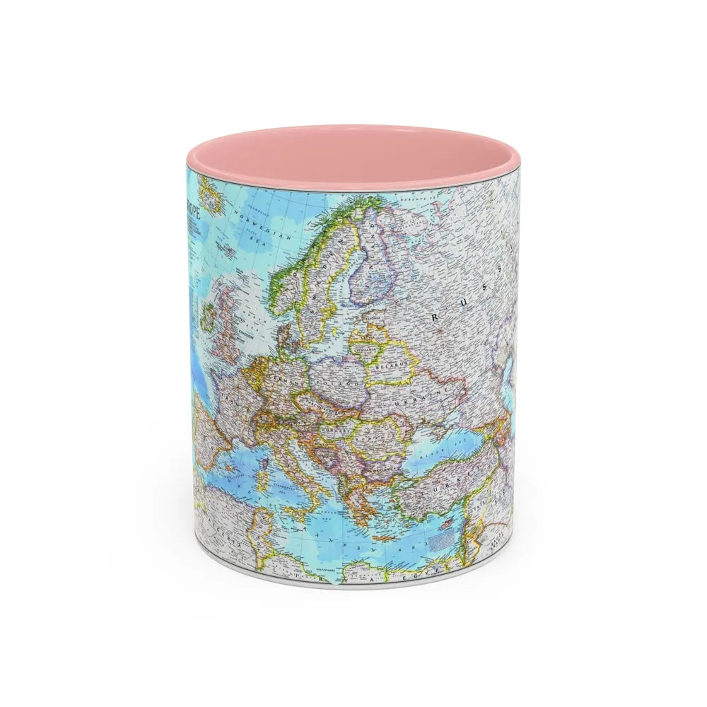 Europe (1992) (Map) Accent Coffee Mug-11oz-Pink-Go Mug Yourself