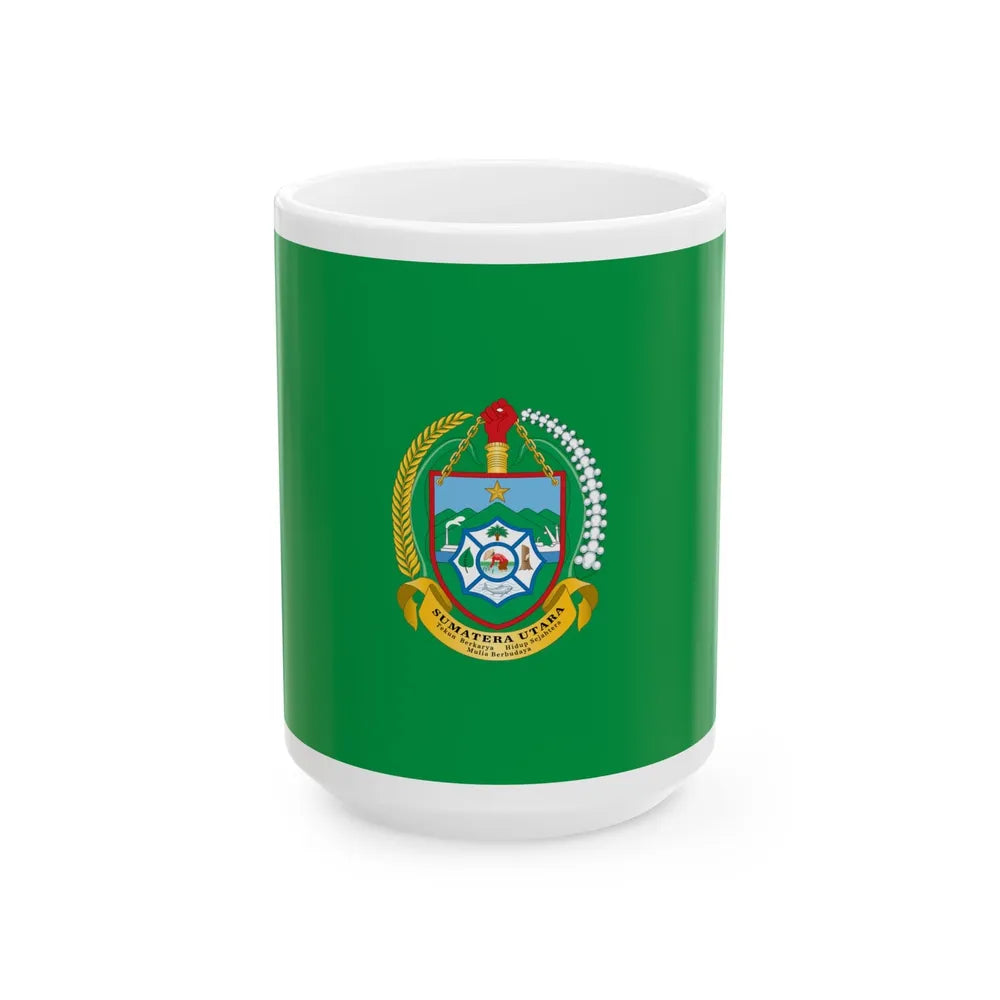 Flag of North Sumatra Indonesia - White Coffee Mug-15oz-Go Mug Yourself