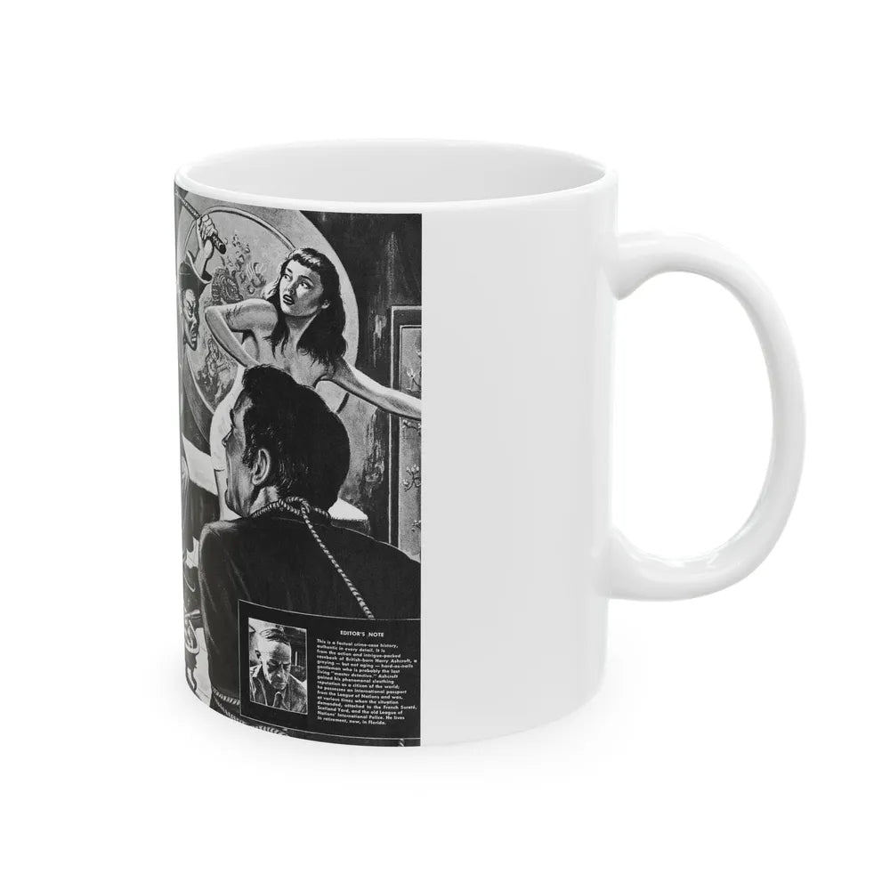 Case of the Silken Spider, Man's Illustrated, November 1958 - White Coffee Mug-Go Mug Yourself