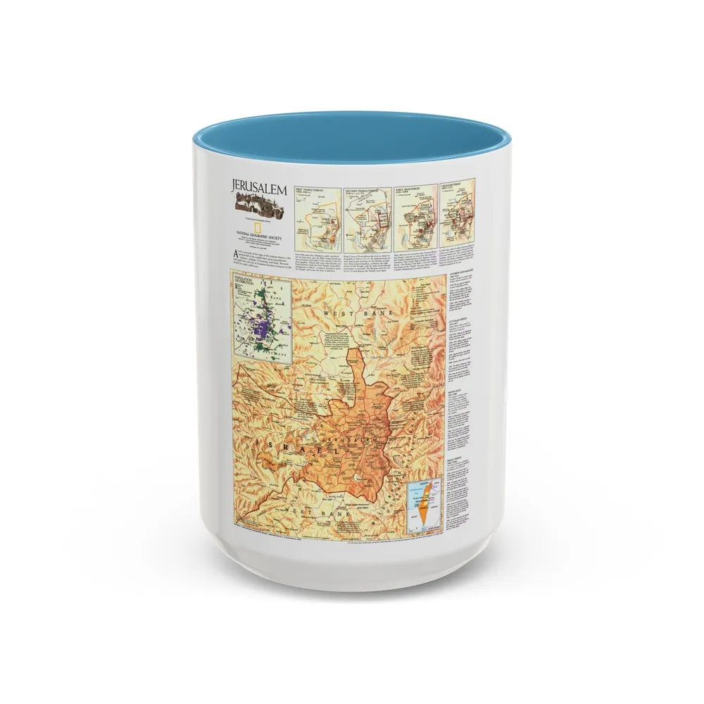 Jerusalem (1996) (Map) Accent Coffee Mug-15oz-Light Blue-Go Mug Yourself