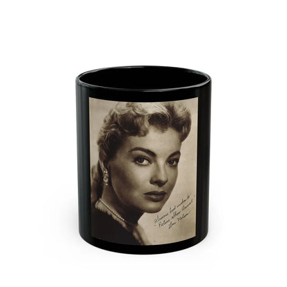 Lori Nelson #221 - Vintage B&W 8x10 Photo Glamour Head & Shoulder Shot in fur Circa 1950's from Picture Show Annual Mag. (Vintage Female Icon) Black Coffee Mug-11oz-Go Mug Yourself