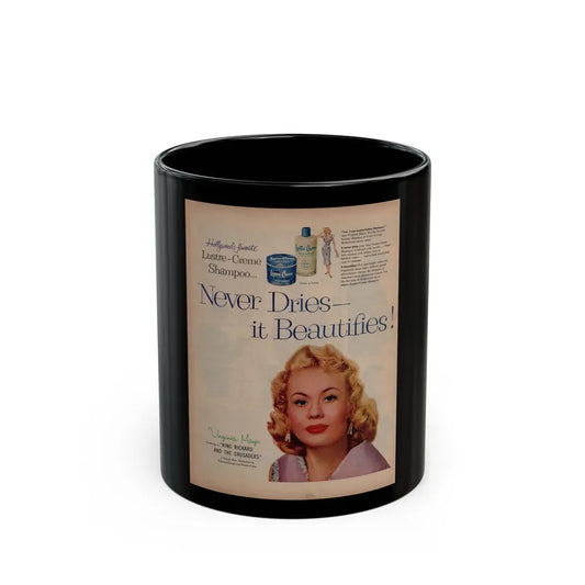 Virginia Mayo #226 - 10x13 1954 Color Glamour Portrait Lustre-Creme Shampoo Page1 (Vintage Female Icon) Black Coffee Mug-11oz-Go Mug Yourself