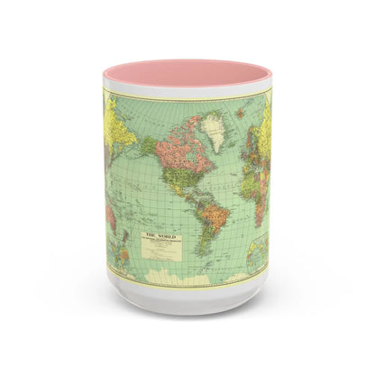 World Map (1932) (Map) Accent Coffee Mug-15oz-Pink-Go Mug Yourself