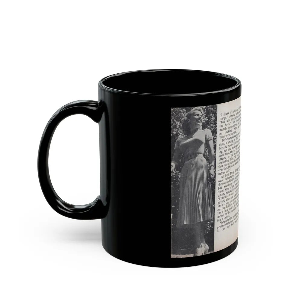 Terry Moore #453 - 66 PHOTOGRAPHS OF Terry MOORE U.K. Pocket Mag. Pages 36 & 37 (Vintage Female Icon) Black Coffee Mug-Go Mug Yourself