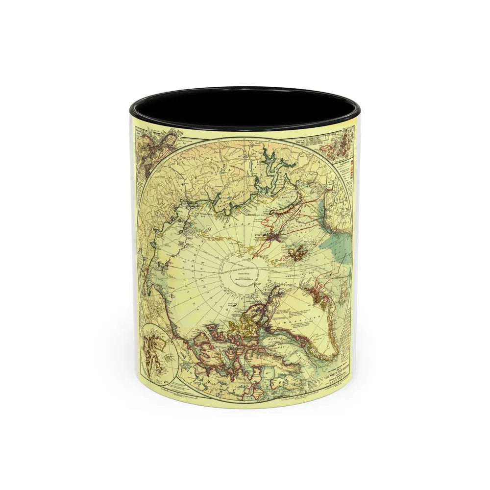 North Pole (1907) (Map) Accent Coffee Mug-11oz-Black-Go Mug Yourself