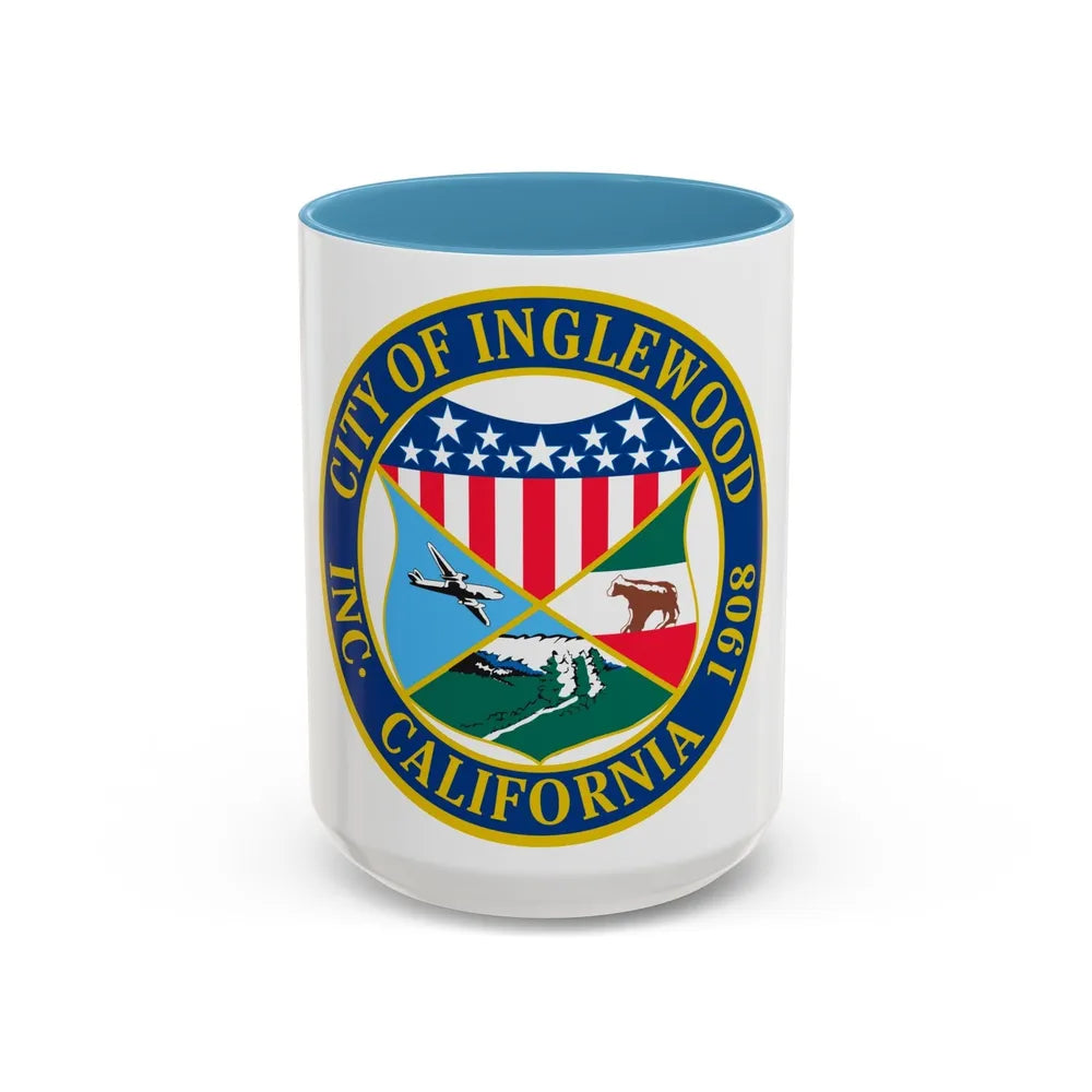 Seal of Inglewood California - Accent Coffee Mug-15oz-Light Blue-Go Mug Yourself