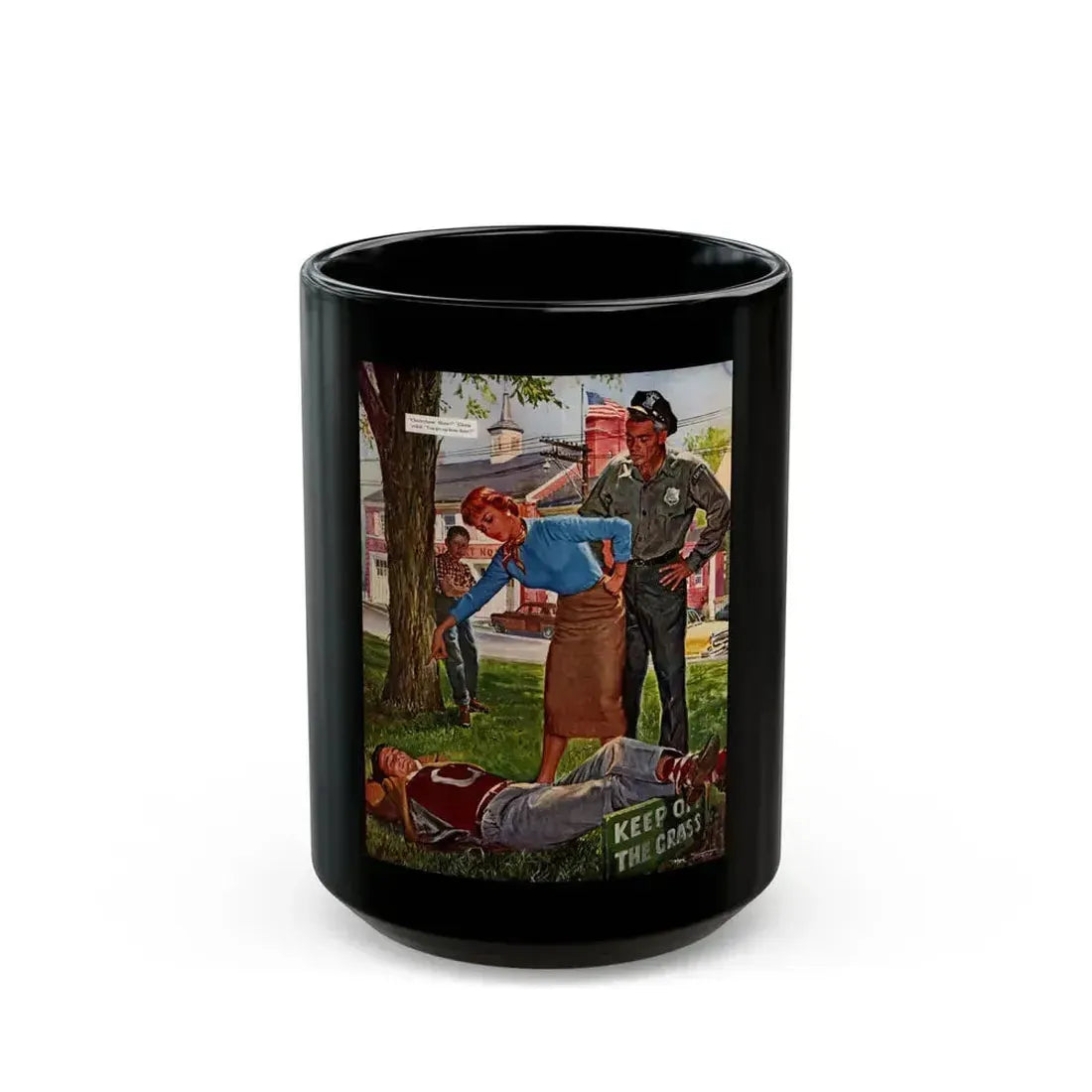 Fiction Illustration in Saturday Evening Post (1) - Black Coffee Mug 15oz - Go Mug Yourself