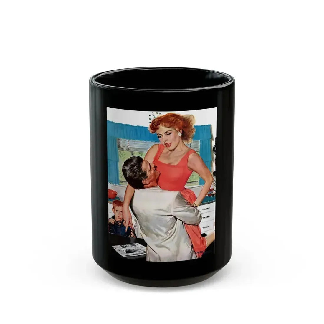 Fiction Illustration in Saturday Evening Post (2) - Black Coffee Mug 15oz - Go Mug Yourself
