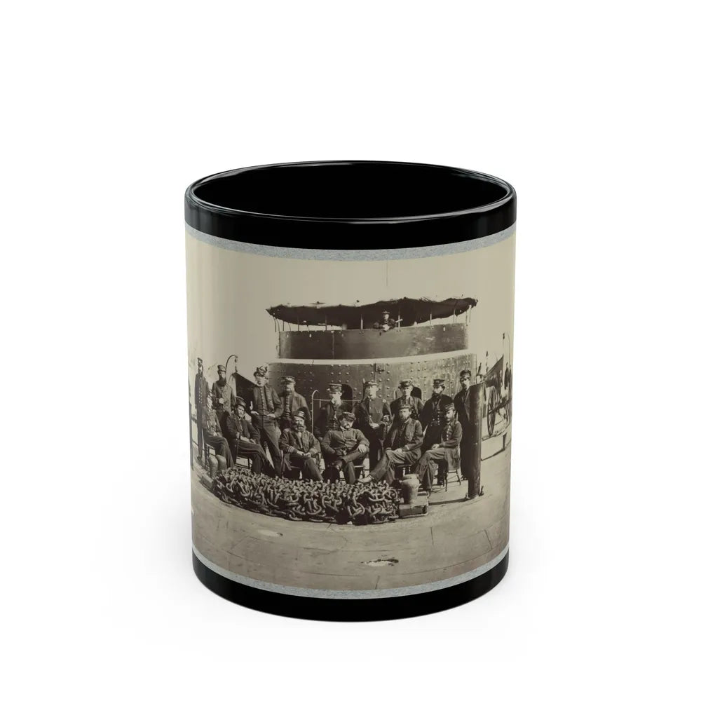 Fifteen Officers On Deck Of A Union Monitor Warship (U.S. Civil War) Black Coffee Mug-11oz-Go Mug Yourself