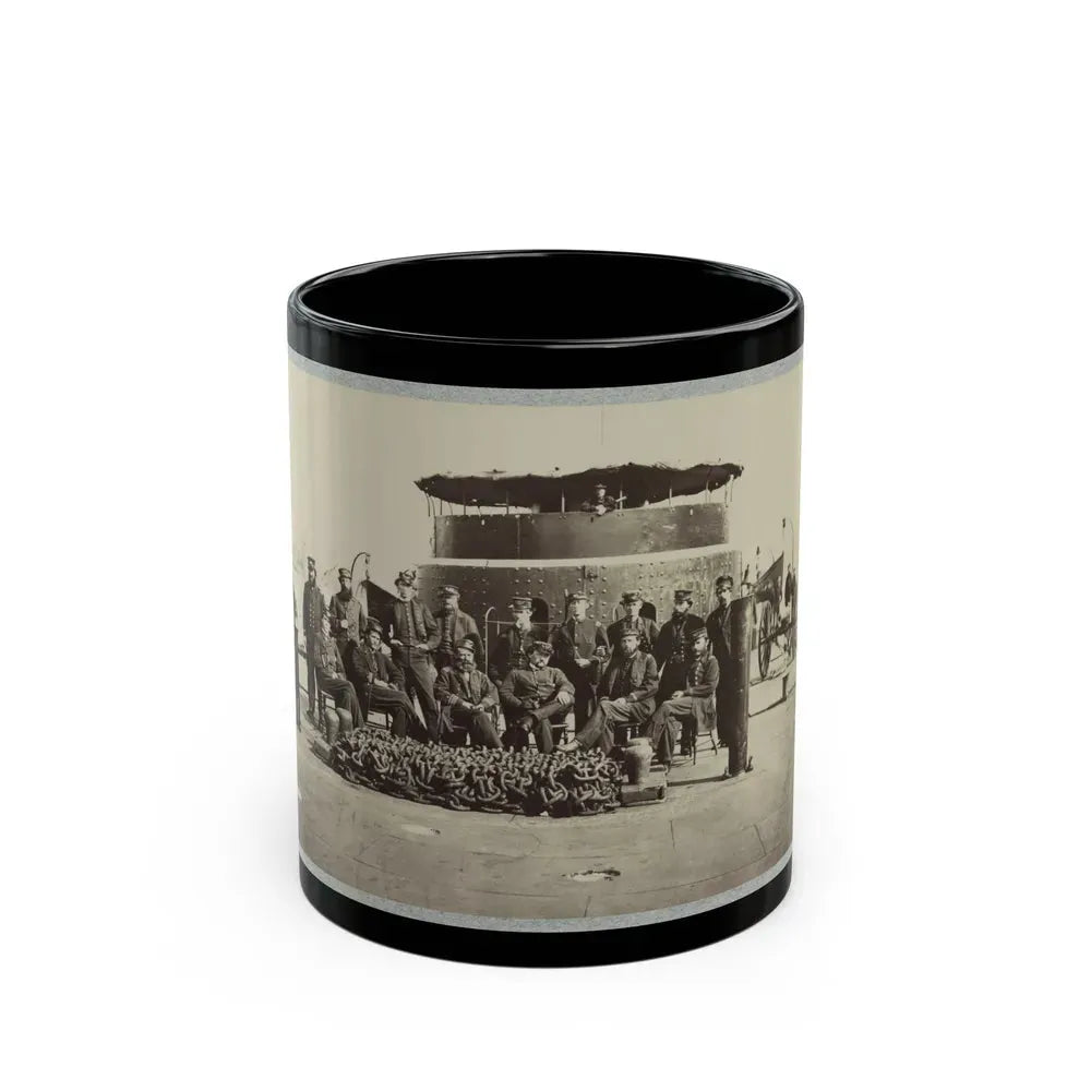 Fifteen Officers On Deck Of A Union Monitor Warship (U.S. Civil War) Black Coffee Mug 11oz - Go Mug Yourself