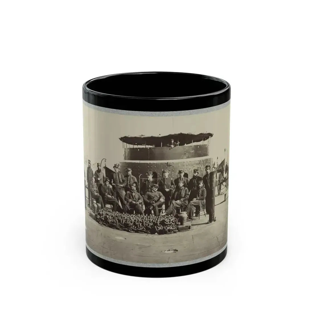 Fifteen Officers On Deck Of A Union Monitor Warship (U.S. Civil War) Black Coffee Mug 11oz - Go Mug Yourself