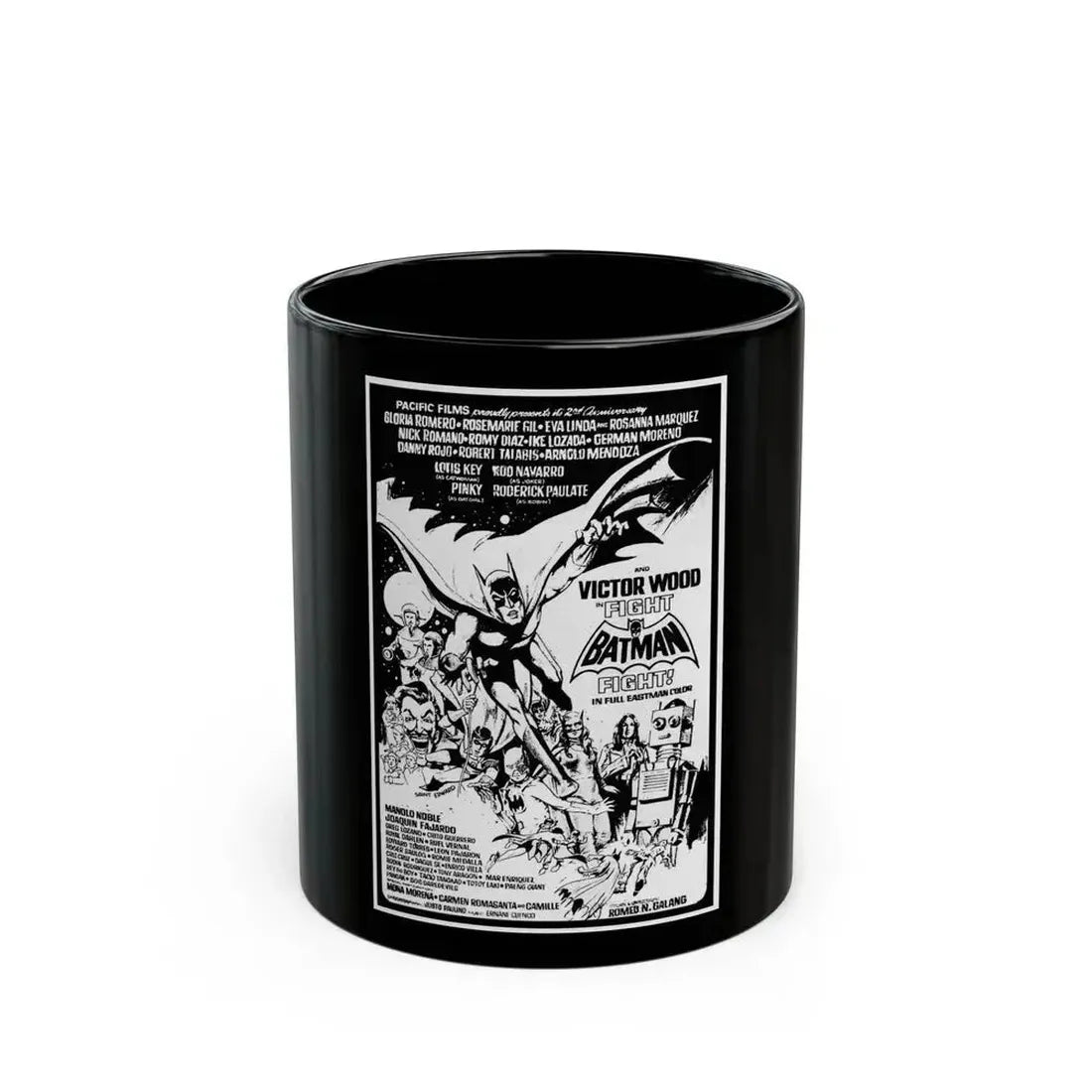 FIGHT BATMAN FIGHT 1973 Movie Poster - Black Coffee Mug 11oz - Go Mug Yourself