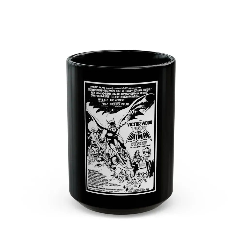 FIGHT BATMAN FIGHT 1973 Movie Poster - Black Coffee Mug 15oz - Go Mug Yourself