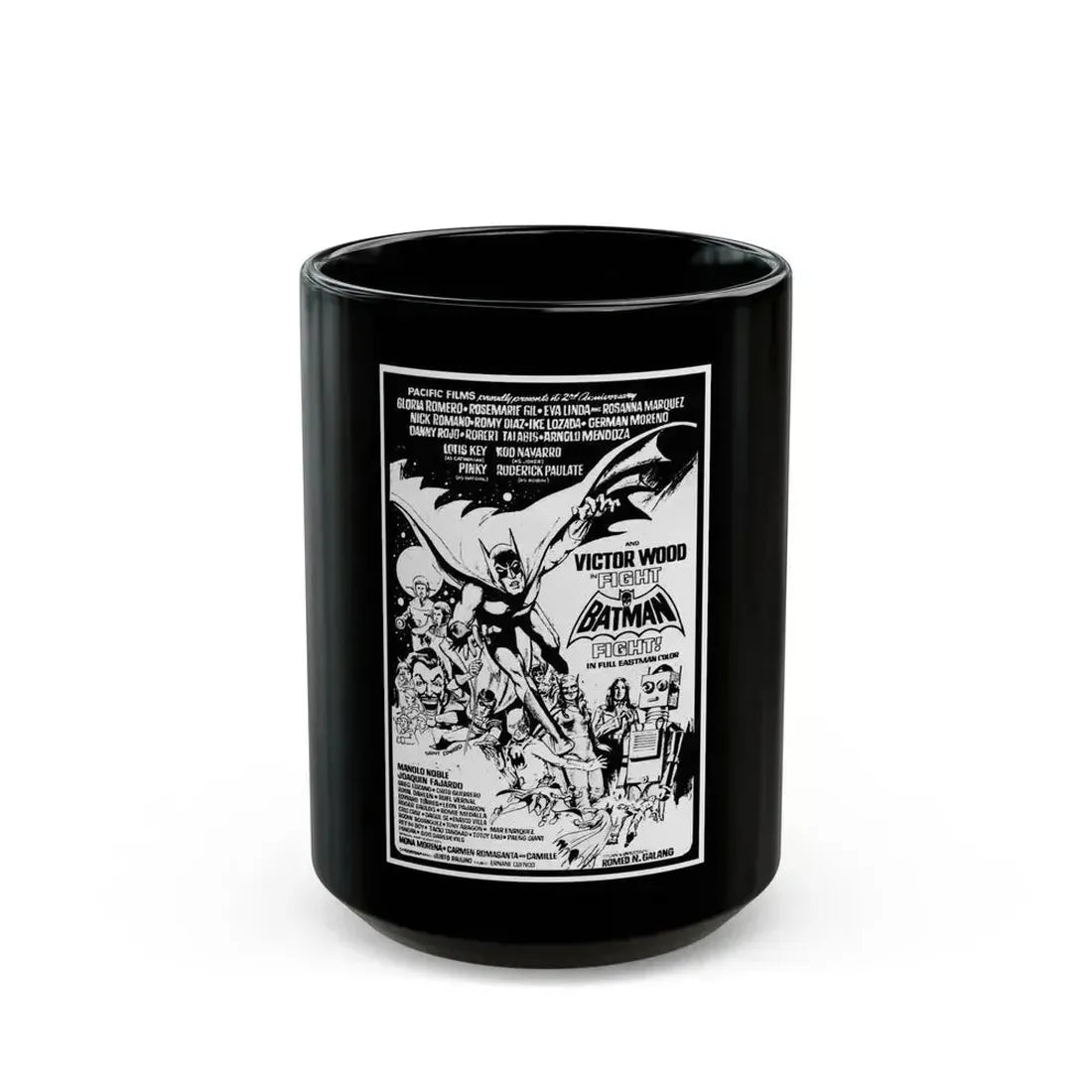 FIGHT BATMAN FIGHT 1973 Movie Poster - Black Coffee Mug 15oz - Go Mug Yourself