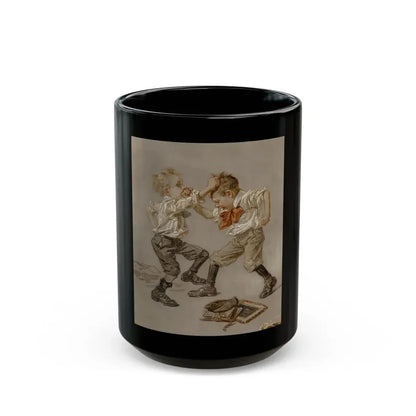Fight Between Two Boys, Saturday Evening Post cover study, 1911 - Black Coffee Mug 15oz - Go Mug Yourself