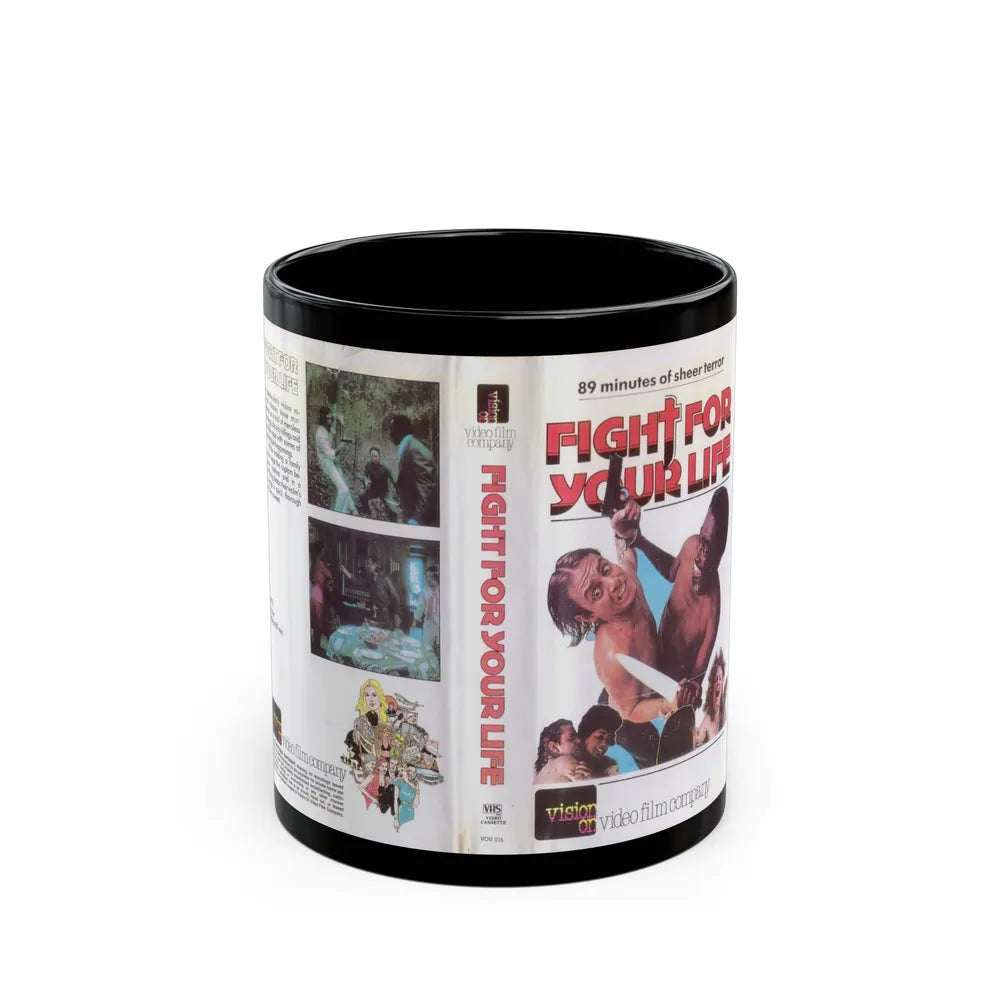 FIGHT FOR YOUR LIFE (VHS COVER) - Black Coffee Mug-11oz-Go Mug Yourself