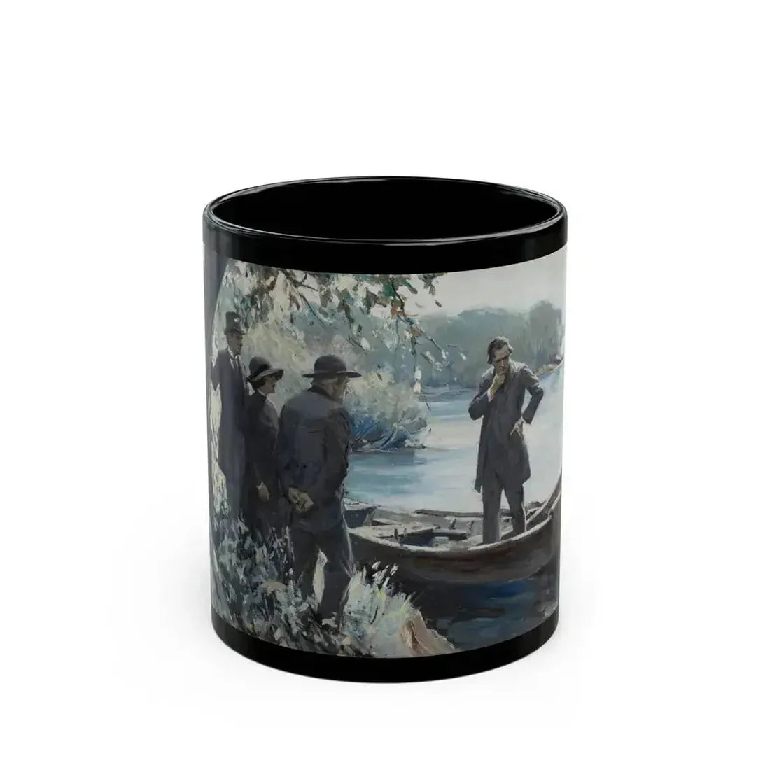 Figures by a Lake - Black Coffee Mug 11oz - Go Mug Yourself