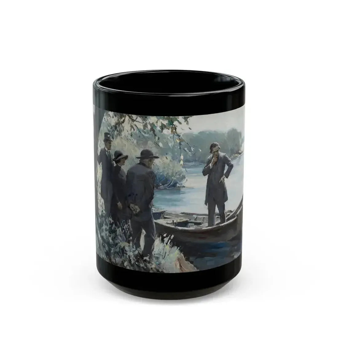Figures by a Lake - Black Coffee Mug 15oz - Go Mug Yourself