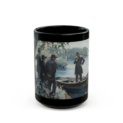 Figures by a Lake - Black Coffee Mug 15oz - Go Mug Yourself